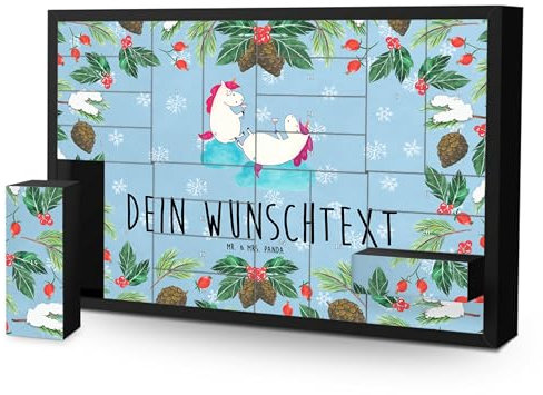Mr. & Mrs. Panda Personalisierter Befüllbarer Adventskalender Einhorn Sekt - Personalisierte Geschenke, Unicorn, BFF, Party, Zum Selbst Befüllen, Freundin, Spaß