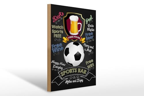 Femer Holzschild Spruch 30x40cm sports bar free wine darts pool