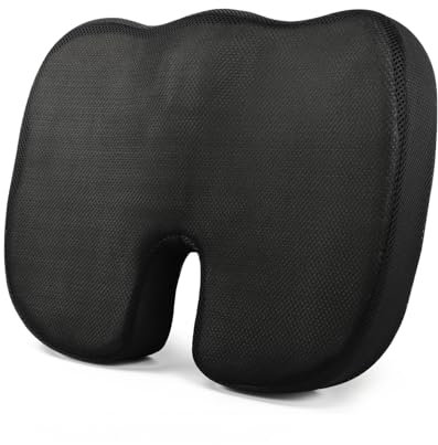 Cojin Coxis Ortopedico,Cojin Silla Oficina,Cojín para coxis,Cojín de Asiento Ergonómico de Espuma con Memoria, para Silla Oficina, Coche, Alivio del Dolor y la Ciática