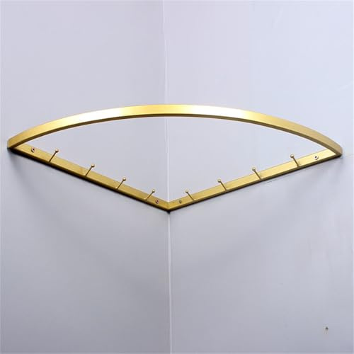 WSNCXFW Eck-Kleiderstange, Industrieller Kleiderständer aus Rohren, Eck-Kleiderständer aus Eisen zur Wandmontage, Platzsparender Kleiderständer aus Rohren zum Aufhängen,Gold,50x50cm