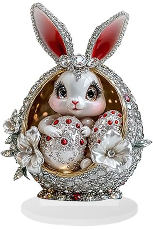 Schreibtisch Zubehör Tumblr Blau Easter Desk Decorations Crystal Easter Egg Bunny Table Sign Acrylic Flat Ornaments For Home Party (Deutsche Übersetzung) Abfalleimer Badezimmer (A, A)