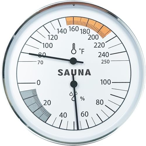 Termometro e igrometro per sauna, misuratore preciso di temperatura e umidità per sauna Roomsk, intervallo di temperatura -17,8-121,1 °C, intervallo di umidità 0-100%