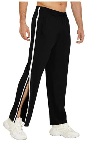 Duanminxi Reha Hose Damen Herren M-3XL Seitlich Zu Öffnen Baggy Trainingshose mit Seitlichem Und Reißverschluss Am Bein Weites Bein Schnellfickerhose Sporthose Freizeithose Breite Jogginghose