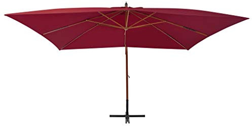 Generisch Pangshiyuan Jiangboyue-44493 Parasol déporté avec mât en bois Bordeaux 400 x 300 cm