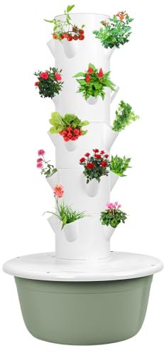 Système de Culture Hydroponique Tour de Jardin Vertical, Kit de Culture Aéroponique pour Herbes, Fruits et Légumes, Tour de Jardin Hydroponique avec 20 Pods, Système de Culture Verticale (Blanc)