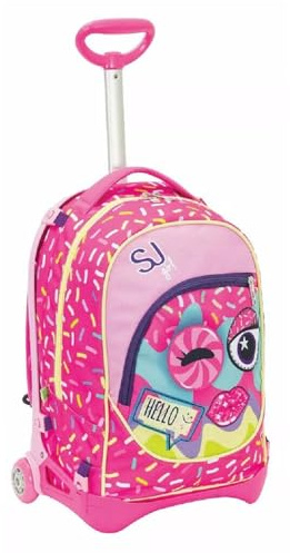 Trolley mit abnehmbarem Rucksack Sj Gang Eyes Augen 2 Fächer gepolsterte Schultergurte für Mädchen Grundschule + Schlüsselanhänger Pailletten und 7 mehrfarbige Stifte, mehrfarbig, Medio, Klassisch