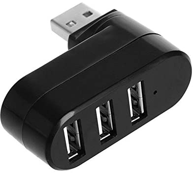 Kueohse 3 Port USB 2.0 Hub USB Port Splitter USB 2.0 Expander 90°-180° Degree Rotatable for Laptop PC Tablet Printer Camera