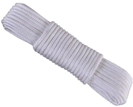 Corde Nylon Tressée ∅6 mm- Corde en Polyamide Blanc Solide Résistante à l'usure - Paracorde Solide - Corde à Linge rotative pour extérieur de Rechange– Corde Tout Réglable, Blanc
