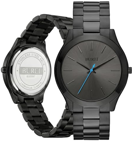 BUREI Herren Uhren 44mm Armbanduhr Herren mit Japanischem Quarzwerk – Minimalistische große Kleideruhr aus Edelstahl | schweres Design | Geschenk für Männer