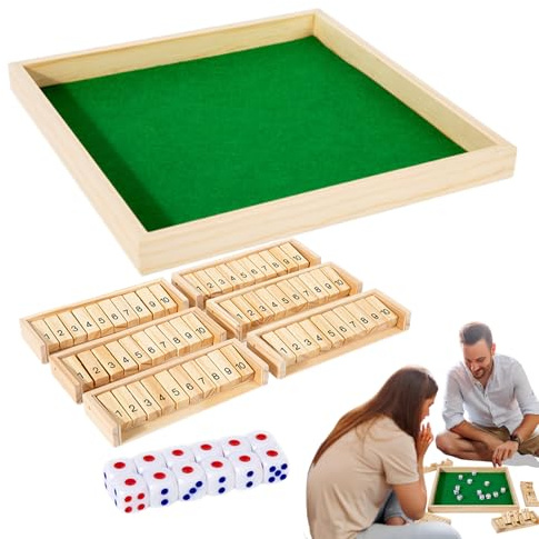 Generisch Shut The Box | Gesellschaftsspiel Aus Holz Für 2-4 Spieler Mit Würfeln - Tragbares Gesellschaftsspiel Für Familienabende Campingurlaub Caféfeiern & Festtagsgeselligkeit