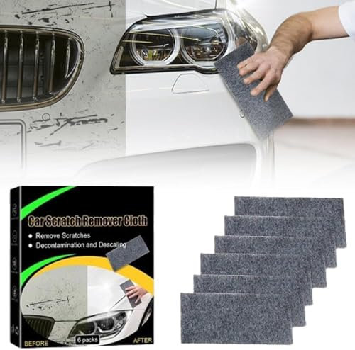 6 Stück Nano Sparkle Tuch, Magic Tuch für Reparatur von Kratzern, 2025 Nanosparkle Auto Kratzer Entferner, Farbresten, Wirbeln, Oberflächenpolieren und Wasserflecken