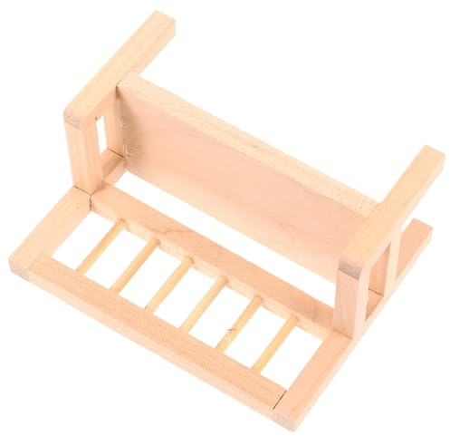 HEALSOPTHY Miniatur Holzbank mit Rückenlehne Puppenhaus Möbel aus Holz Dekorative Miniatur Sitzbank für Puppenhaus DIY Mini Haus Zubehör für Realistische Raumgestaltung