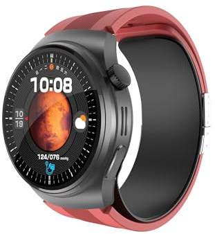 Domars Smart Watch éCran Retina HD De 1,39 Pouces,100+ Cadrans PersonnaliséS,Montre Connectée avec Pompe,30+APP Langue,Bluetooth 5.0 BLE, pour Android iOS (Rouge)