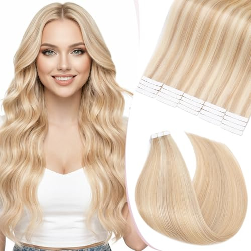 SEGO Tape in Extensions Echthaar Skin Weft Haarteil Haarverlängerung Human Hair 20 Stücke 100% REMY Haar Weft 40 cm - 30g # 18P613