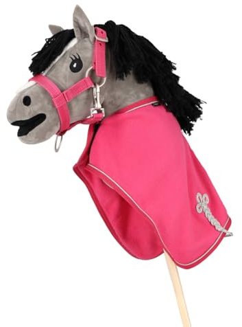 QHP Hobby Horse Fleece Decke - Decke für Steckenpferd - Rosa