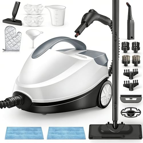 Limpiador a Vapor, Caudal de Vapor Regulable y Bloqueable | Autonomía de 45 Minutos, 1,5L 2000W Steam Cleaner Doméstica, para Limpiar Muebles Tapizados, Baños y Ventanas