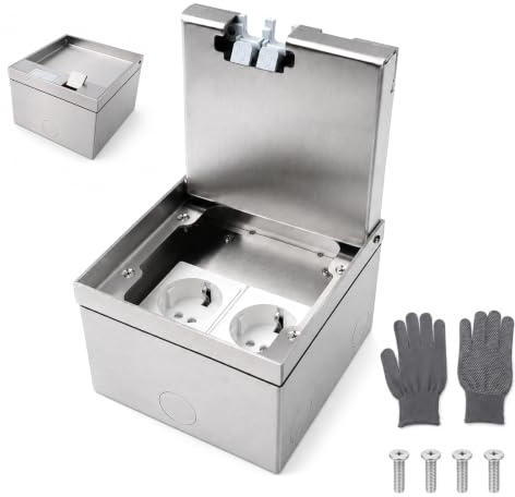 LongZYU Prise Sol Inox Étanche, CA 250V 16A Prise Sol Encastrable | Prise de Sol Double Standard Européenne 4000W, Prise Sol Étanche-Encastrable Adaptée Aux Bureaux, Hôtels, Écoles, Habitations