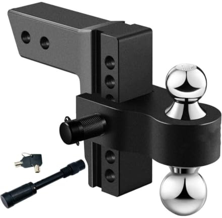 KiBcsLic Adjustable Trailer Arm Anhängerkupplung Kugelkopf Adapter Zugstange aus Aluminiumlegierung mit Rechteckigem 2 Zoll Schaft Und Sicherungsstift für SUV