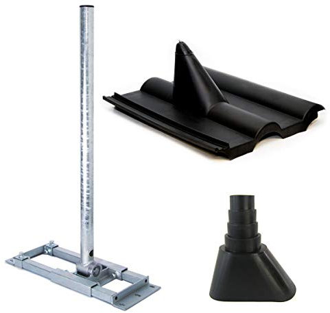 Premium X Deluxe X90-48 Dachsparrenhalter 90cm Mast Sparrenhalter SAT Dach-Halterung Dachabdeckung Frankfurt schwarz Dach-Ziegel Manschette