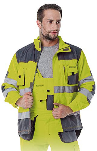 Leber&Hollman Warnjacke Warnschutz Pilotenjacke Arbeitsjacke Warnschutzjacke Gelb (LH-FMNX-J-YSB)