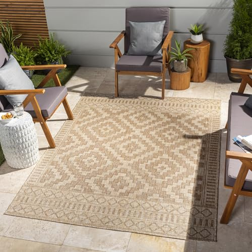 Livabliss Salema Indoor Outdoor Rug - Large Boho Rugs for Living Room 160x213 cm Dining, Kitchen Carpet, Patterned Neutral and Coloured Rugs, Waterproof, Stain Durable - Beige