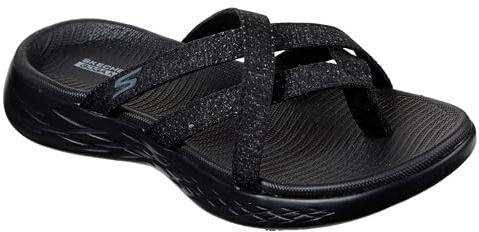 Skechers Women's On-the-go 600 Dainty Slip On Trainers, Black Gray Textile, 5 UK