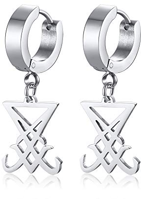 XUANPAI Unisex Edelstahl Kirche von Satan Siegel von Luzifer Ohrstecker Geschenk Silber
