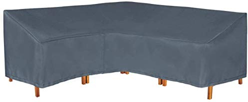 HENTEX Schutzhülle Cover für Eckbank – L-Form Gartenmöbel Abdeckung, Wasserdicht, Winddicht, UV-beständig, Grau (210 * 270 * 85H*90H*65 cm)