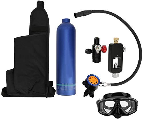 Tanque de Aire de Buceo de 1L Cilindro de oxígeno subacuático de Aluminio Mini Cilindro de Buceo portátil Rebreather con Cabezales de válvula de respiración Secundaria de Metal Puro