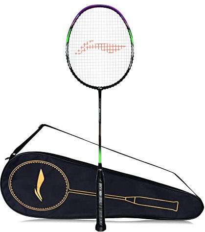 Li-Ning G-Force Superlite 3800 Carbon-Fiber Strung Badminton Racquet with Free Full Cover(Black/Purple,Set of 1)