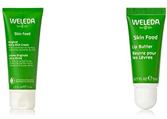 WELEDA Skin Food Lip Butter, Naturkosmetik Lippenpflege aus Bienenwachs & Sonnenblumenöl, (1 x 8 ml) & Hautcreme Skin Food, reichhaltige Naturkosmetik Körpercreme zur Pflege von Haut (1 x 75 ml)