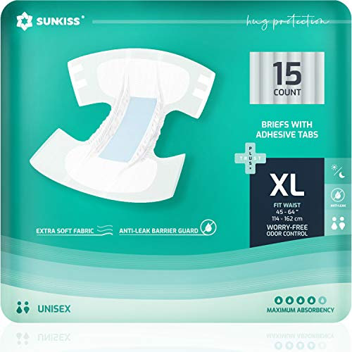 SUNKISS TrustPlus Inkontinenz Windeln für Erwachsene, Saugfähige Einweg-Unterwäsche für Männer und Frauen mit Tabs, Unisex, Größe XL, 60 Stück