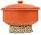 Swadeshi Blessings Handmade Exclusive Range Unglazed Earthen Kadai/Mud Handi/Mitti Ke Bartan/Clay Pot for Cooking & Serving with Lid(with Mirror Shine) + Free Palm Leaf Stand (3 litres)