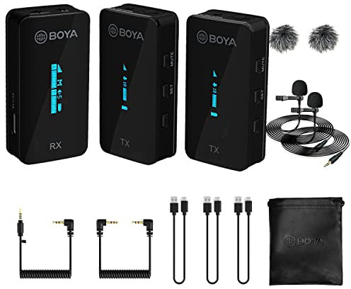 BOYA BY-XM6-S2 2.4GHz Wireless Lavalier Microphone System for vlogging, live streaming,interview,Compatible with DSLR Cameras Camcorders iPhone Android Tablets