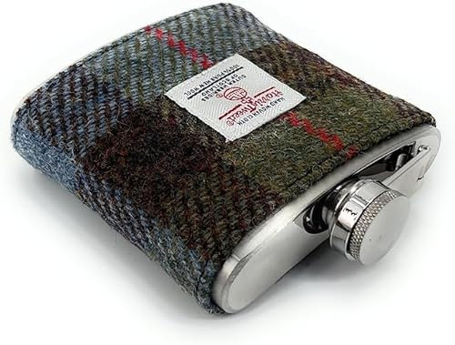 Harris Tweed Hip Flask Stainless Steel 6oz Measurement (Macleod)