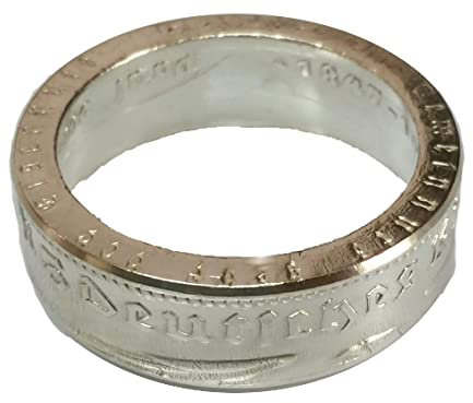 Münzring 5 Reichsmark Hindenburg 1935-36 Silber 900er Größe 52 bis 72 Ring poliert (72 (22.9))