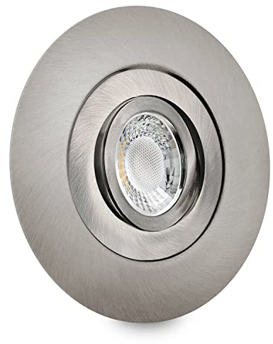 LED Einbaustrahler flach für große Lochausschnitte für einen Einbaudurchmesser von 68mm-180mm geeignet mit geringer Einbautiefe 25mm Einbauleuchte schwenkbar Edelstahl geb. DSK4 neutralweiß 230V