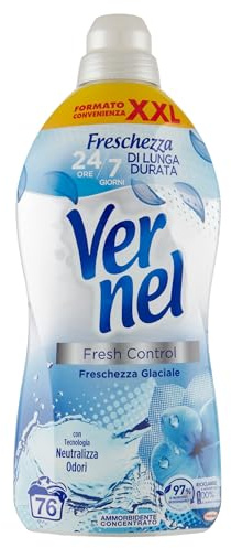 Vernel Fresh Control Ammorbidente Neutralizza Odori, profumazione Freschezza Glaciale, Confezione singola da 76 lavaggi.