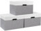 Yawinhe Large Storage Box with Lid 3 Pack, Collapsible Cubes Baskets, for Cupboards, Wardrobe, Shelves, 44x30x30cm, White/Grey, SNK023WGX-3