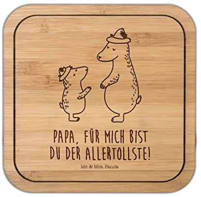 Mr. & Mrs. Panda Quadratischer Untersetzer Bären mit Hut - Geschenk, Kinder, Papa, gläseruntersetzer, Tassenuntersetzer, Glasunterlage, Family, Tischuntersetzer, Dad, Tischschoner, Coaster, Vatertag
