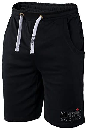 Mount Swiss Herren Shorts 7XL Schwarz 100% Baumwolle große Größen Kurze Freizeithose Sporthose elastischer Bund Taschen atmungsaktiv bequem Sommerhose Übergröße