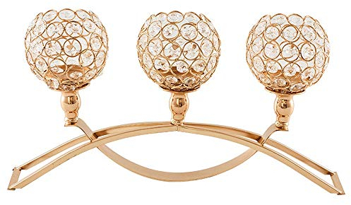 Kerzenleuchter 3-armiger Kerzenleuchter Kristall-Kandelaber Home Couchtischdekoration Dekorationen Tafelaufsatz Kerzenhalter (Farbe: Silber Größe: Einheitsgröße) (Gold Freie Größe)