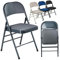 Nyxi Set of 6 Folding Chairs with Padded Fabric Seats, Metal Frame, Foldable Chair Home Office Dinning, Multi-Purpose Indoor & Outdoor (Dark Grey)