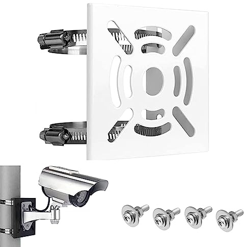 AlfaView Universal Vertikal Stange Montieren für Überwachungskamera, Massives Metall Masthalterung Vertikale Pole Mount Adapter mit 200mm Schleifen für Stangenmontage (Weiß-1 Pack)