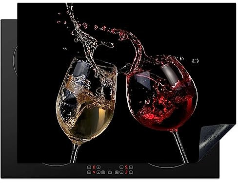 KitchenYeah© Cubre Vitrocerámica - Protector Vitroceramica Induccion 70x52 cm - Tapa Vitroceramica - Protector de Vitroceramica Vino tinto - Vino blanco - Vidrio - Negro
