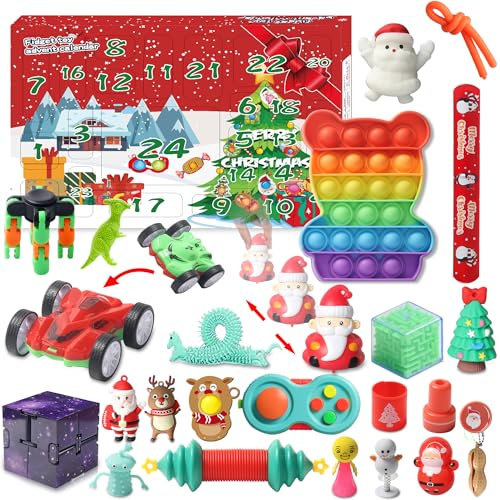 Adventskalender 2023 Kinder Fidget Spielset, 24 Tage Weihnachten Adventskalender Countdown Überraschungen，Überraschungsgeschenk für adventskalender kinder ab 3 Jahren