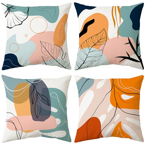 Bestash Kissenbezug 45x45 4er Set Kissenbezüge Samtkissen Kissenbezug Modern Zierkissen Sofakissen Dekokissen für Wohnzimmer Sofa Schlafzimmer(Modern)