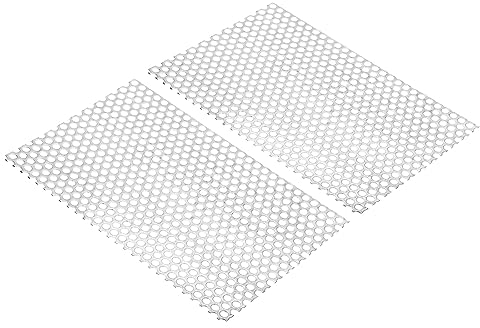 PATIKIL 300x200mm 304 Inoxidable Acero Perforada Chapa, 2uds 11 Agujero 19GA Expandido Metal Malla Placa Pantalla Decorativas Mallas para Ventilación Parrilla Ahumar