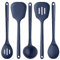 U-Taste Extra Long Silicone Kitchen Utensils, 5 Pcs 315℃ Heat Resistant Food Grade Cooking Tools Non-Stick Silicone Spatula Turner Spoon for Mixing Serving Frying Stirring Draining (Midnight Blue)