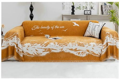 Gualiy Couchbezug 180x180cm, Meer mit Seemöwe Sofabezug 1 Sitzer Überwurf Sofa Katzenschutz Orange Sofa Überzug für Ledersofa
